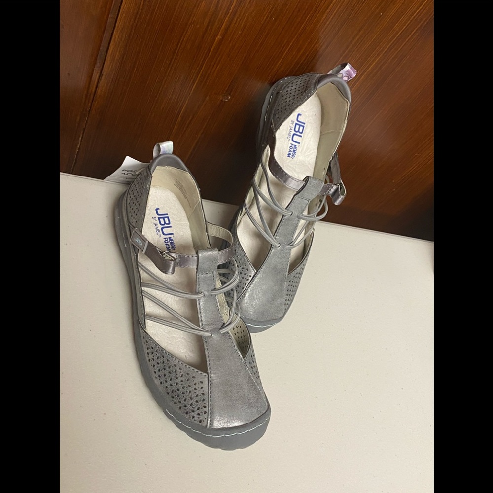 JBU Women's Casual Mary Jane Adjustable Flat Casual Shoes 7.5